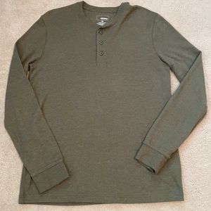 Sonoma medium button collar olive green LS Tshirt